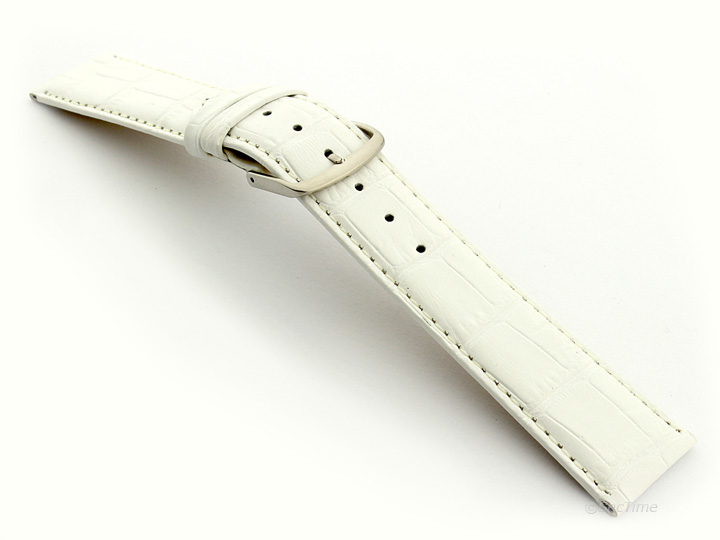 Extra Short Genuine Leather Watch Strap Croco Louisiana White 02