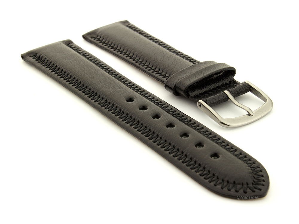 Genuine Leather Watch Strap Florence Black 01