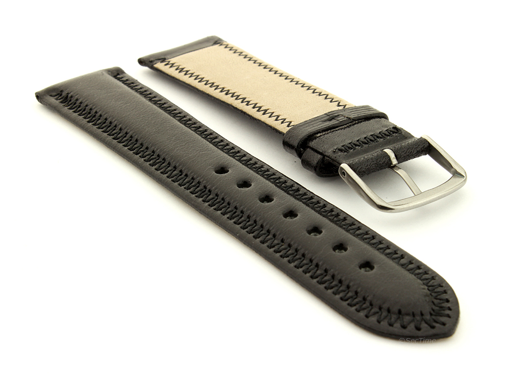 Genuine Leather Watch Strap Florence Black 02