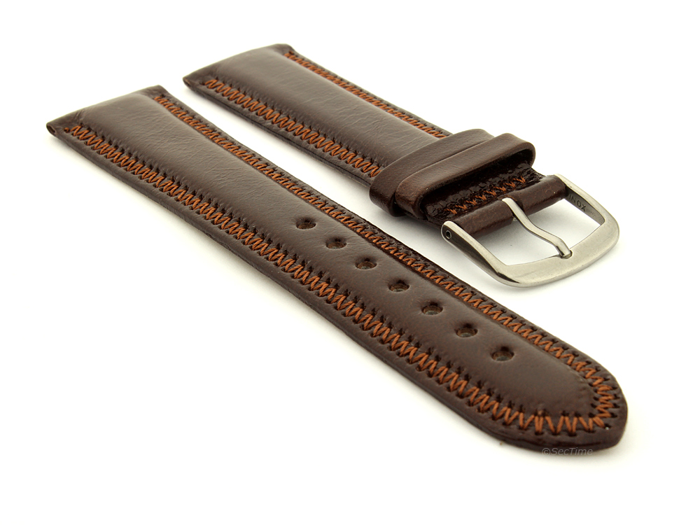 Genuine Leather Watch Strap Florence Dark Brown 01