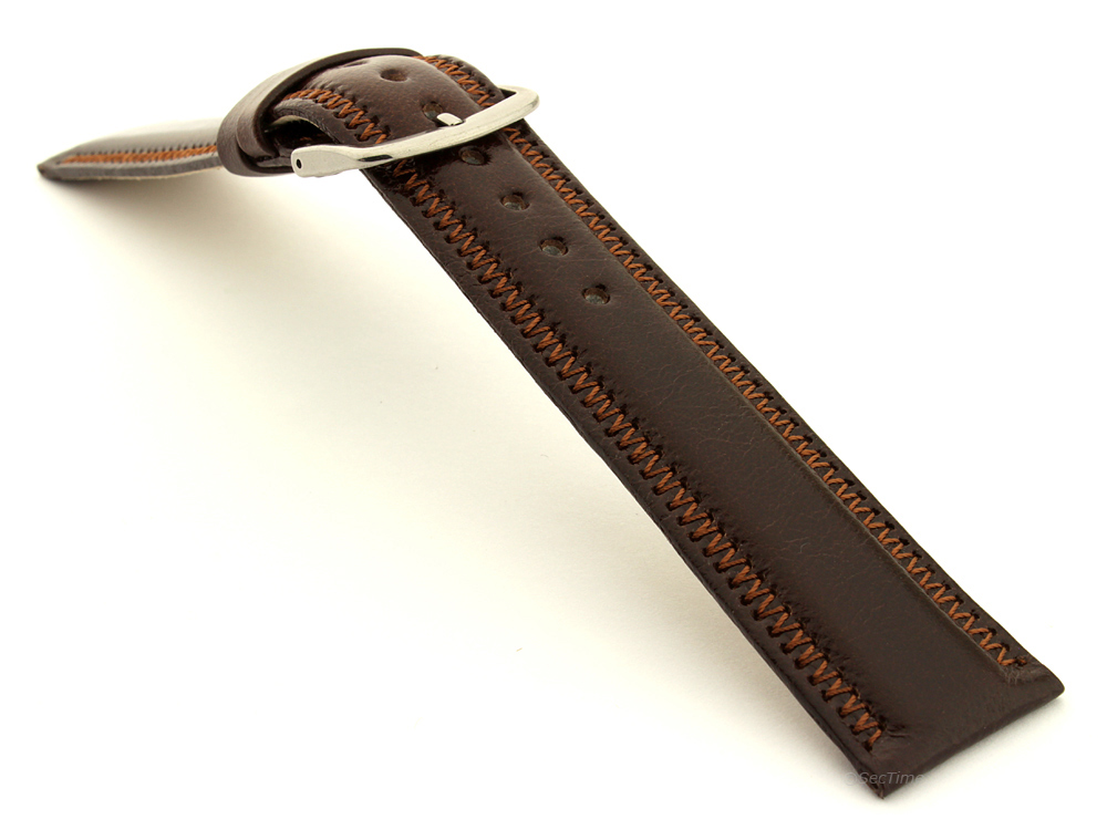 Genuine Leather Watch Strap Florence Dark Brown 03