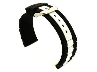 Two-colour Silicone Rubber Waterproof Watch Strap Forte Black/White 01