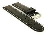 Genuine Leather Watch Strap Genk Black / White 21mm