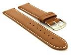Genuine Leather Watch Strap Genk Brown / White 17mm