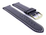 Genuine Leather Watch Strap Genk Navy Blue / White 17mm