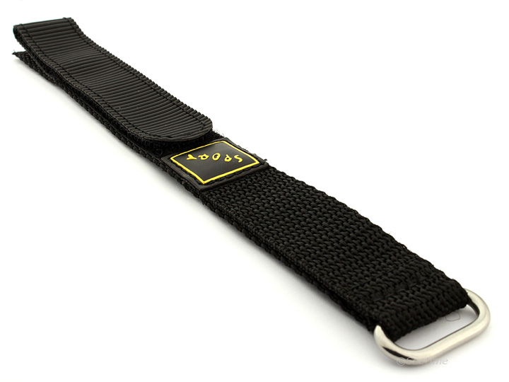 Hook & Loop Watch Strap Nylon Black Sport 01