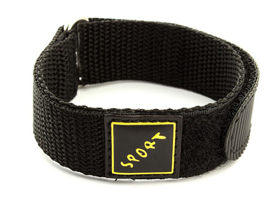 Hook & Loop Watch Strap Sport, Nylon Black 20mm