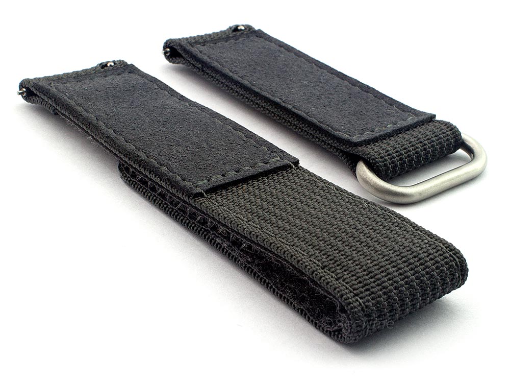 Quick Release Watch Strap Ribbed Nylon Hook & Loop TP Ash Grey 02