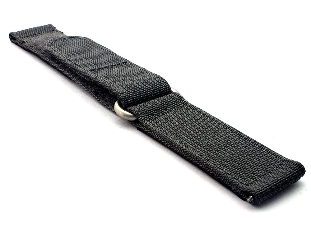 Quick Release Watch Strap Ribbed Nylon Hook & Loop TP Ash Grey 03