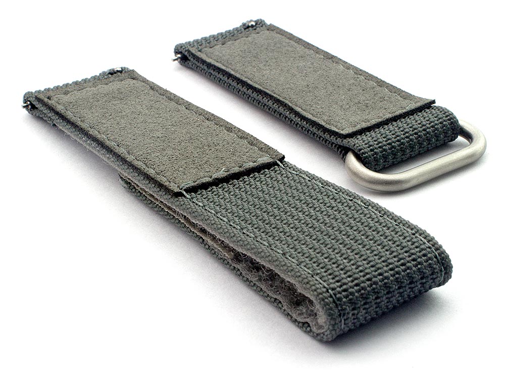 Quick Release Watch Strap Ribbed Nylon Hook & Loop TP Grey 02