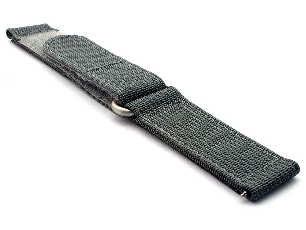 Quick Release Watch Strap Ribbed Nylon Hook & Loop TP Grey 03