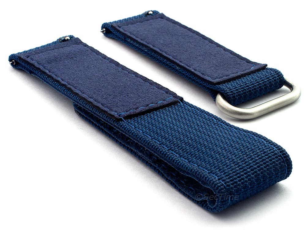 Quick Release Watch Strap Ribbed Nylon Hook & Loop TP Navy Blue 02
