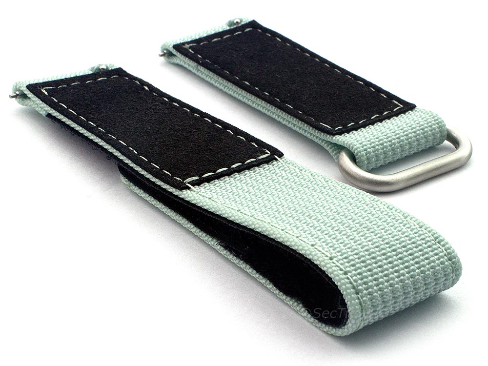 Quick Release Watch Strap Ribbed Nylon Hook & Loop TP Cyan 02