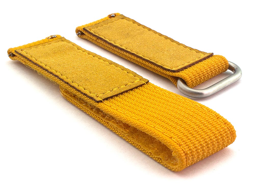 Quick Release Watch Strap Ribbed Nylon Hook & Loop TP Mustard Yellow 02