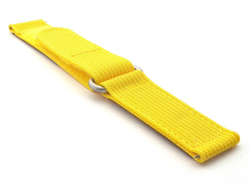 Quick Release Watch Strap Ribbed Nylon Hook & Loop TP Yellow 03