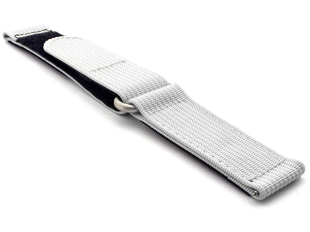 Quick Release Watch Strap Ribbed Nylon Hook & Loop TP White 03