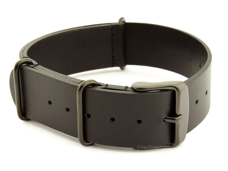 Leather Nato Strap PVD Black 02