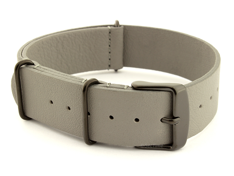 Leather Nato Strap PVD Grey 02