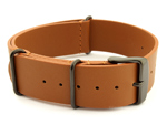 Genuine Leather Nato Watch Strap PVD Hardware Brown 22mm