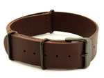 Genuine Leather Nato Watch Strap PVD Hardware Dark Brown 24mm