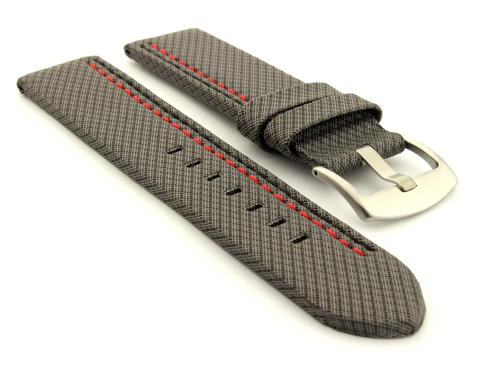 Waterproof Synthetic Watch Strap Hydrophobized Cowhide Lining Lyon Grey 01