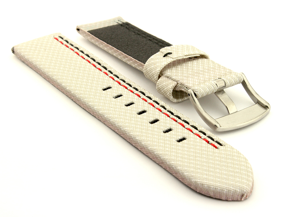 Waterproof Synthetic Watch Strap Hydrophobized Cowhide Lining Lyon White 02