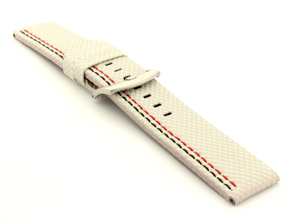 Waterproof Synthetic Watch Strap Hydrophobized Cowhide Lining Lyon White 03