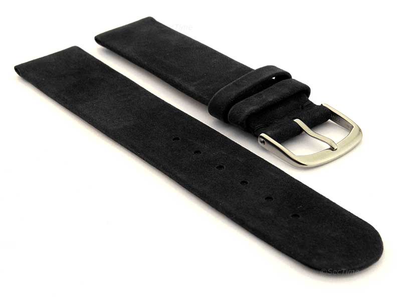 Suede Genuine Leather Watch Strap Malaga Black 01