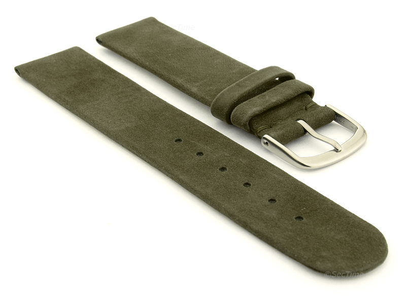 Suede Genuine Leather Watch Strap Malaga Coyote Green 01