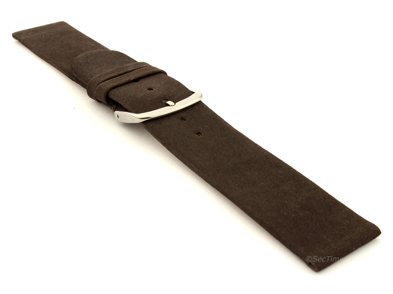 Suede Genuine Leather Watch Strap Malaga Dark Brown 03