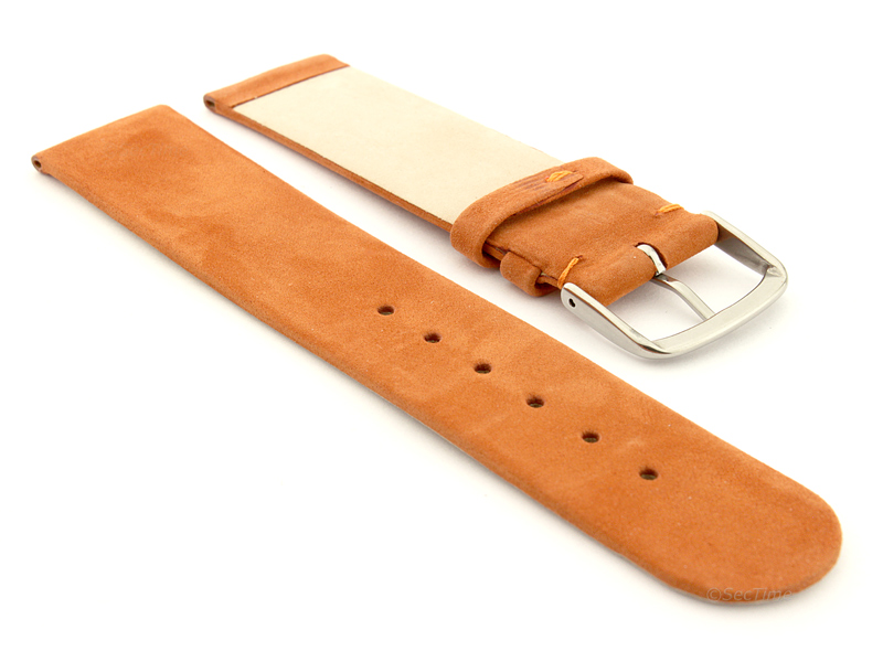 Suede Genuine Leather Watch Strap Malaga Orange 02