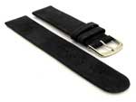 Suede Genuine Leather Watch Strap Malaga Black 22mm