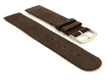 Suede Genuine Leather Watch Strap Malaga Dark Brown 14mm