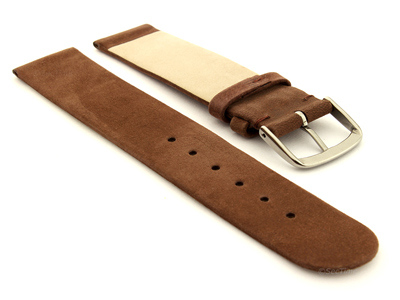 Suede Genuine Leather Watch Strap Malaga Cocoa 20mm