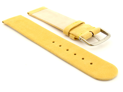 Suede Genuine Leather Watch Strap Malaga Yellow 22mm