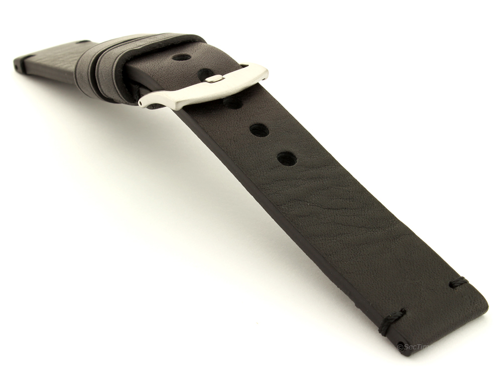 Two Tone Leather Watch Strap Maracana Black 03