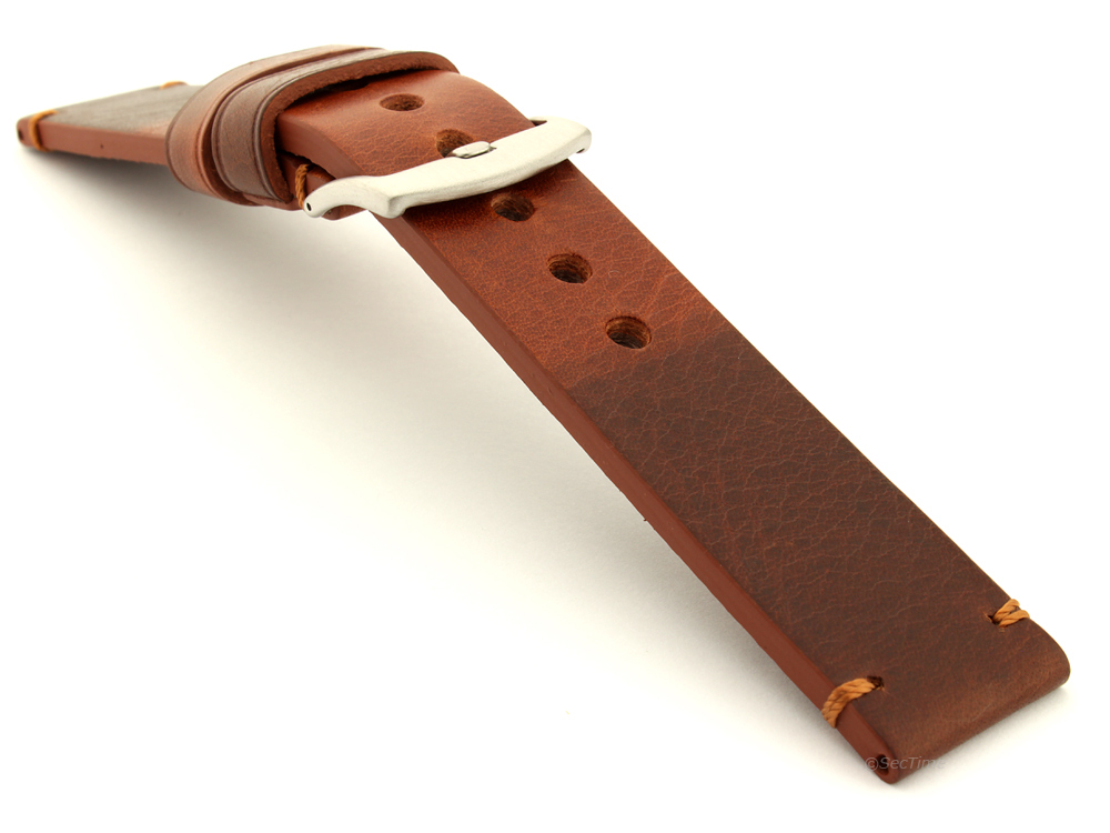 Two Tone Leather Watch Strap Maracana Brown 03