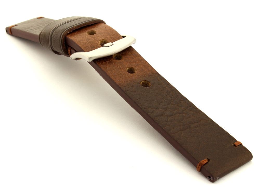 Two Tone Leather Watch Strap Maracana Dark Brown 03