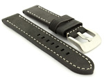 Leather Watch Strap Marina Matte Black 20mm