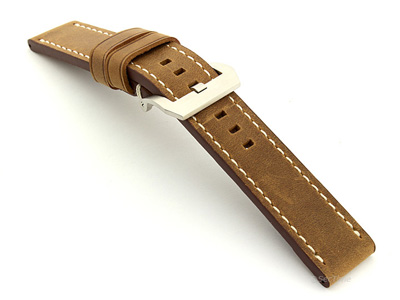 Leather Watch Strap Marina Matte Brown 26mm