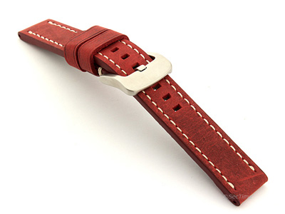 Leather Watch Strap Marina Matte Red 20mm