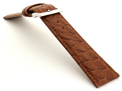 Genuine Crocodile Leather Watch Strap Miami CM Brown 22mm