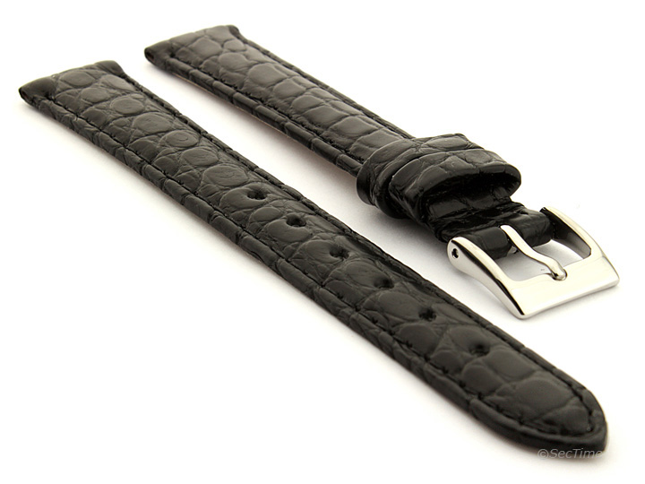 Genuine Crocodile Leather Watch Strap Miami CS Black 01