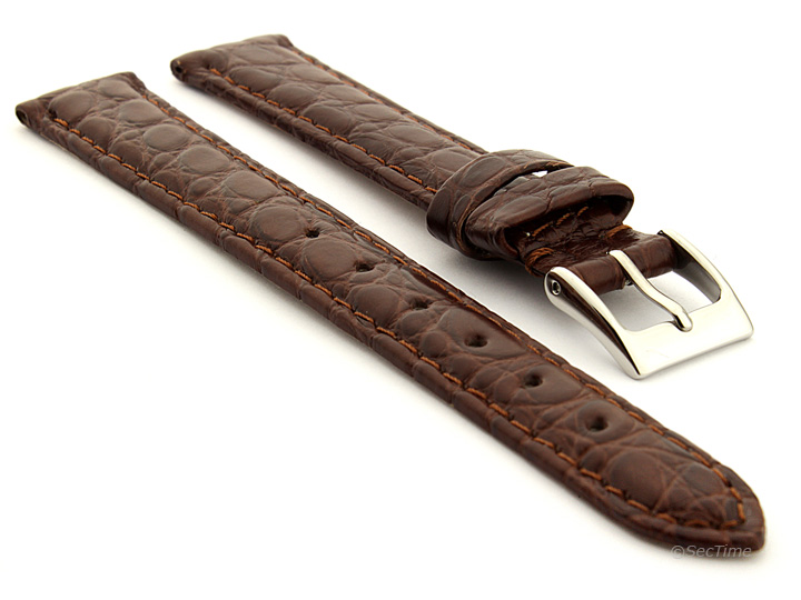 Genuine Crocodile Leather Watch Strap Miami CS Dark Brown 01