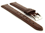 Genuine Crocodile Leather Watch Strap Miami CS Dark Brown 14mm