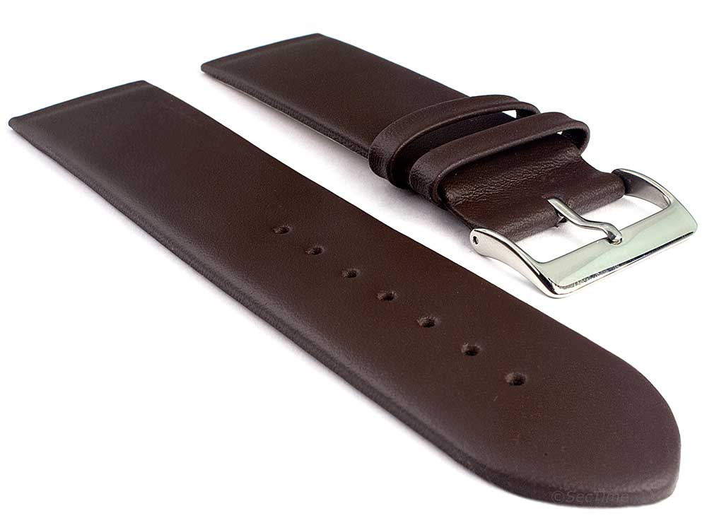 Genuine Leather Watch Strap Band Milan Dark Brown 01