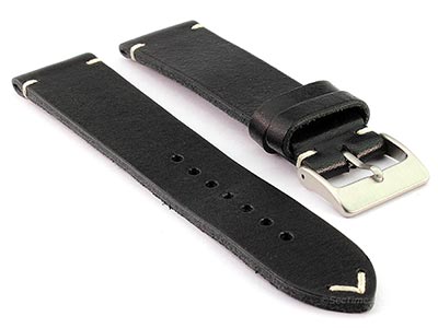 Genuine Leather Watch Strap Band Mirage Black 22mm