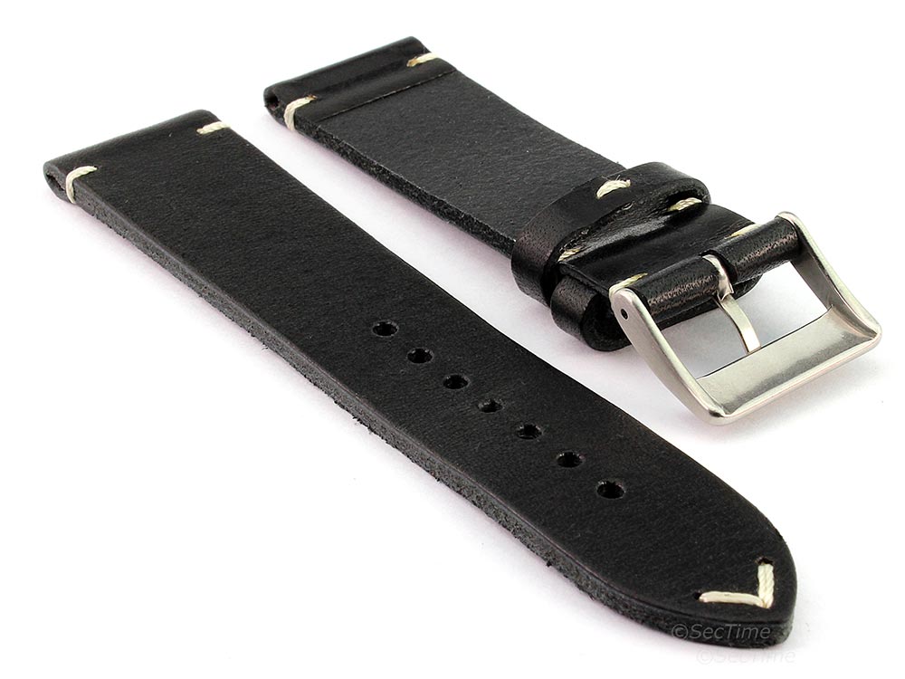 Genuine Leather Watch Strap Band Mirage Black 02