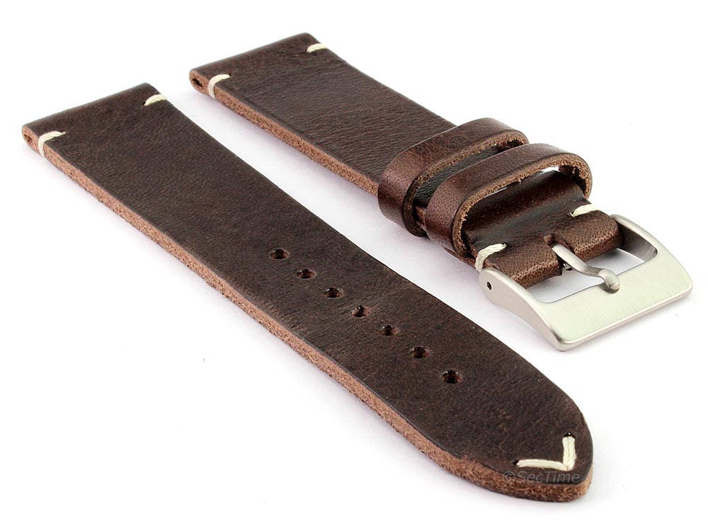 Genuine Leather Watch Strap Band Mirage Dark Brown 24mm