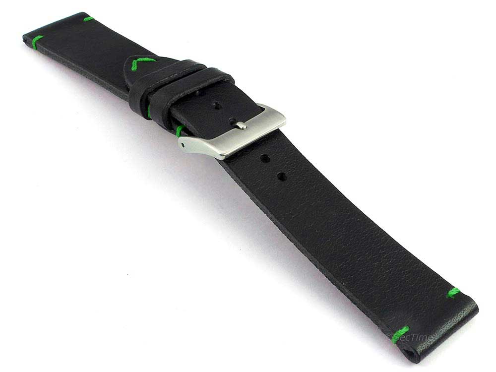 Genuine Leather Watch Strap Band Mirage Black/Green 03